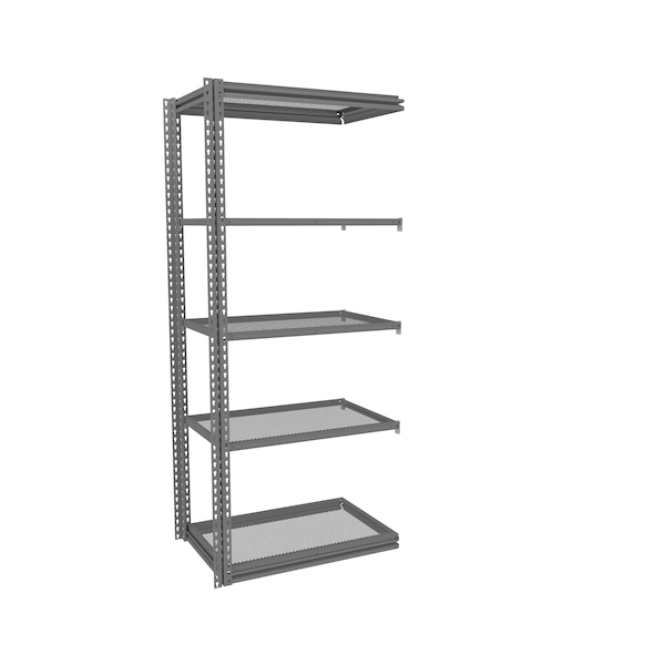 Z-Line Shelving W/ Five Perf. Shlvs, Boltless, 36"Wx24"Dx84"H, Add-On, Gry